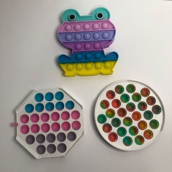 pop it fidget rainbow sparkle frog lot of 3 sensory stress relief - Picture 2 of 2